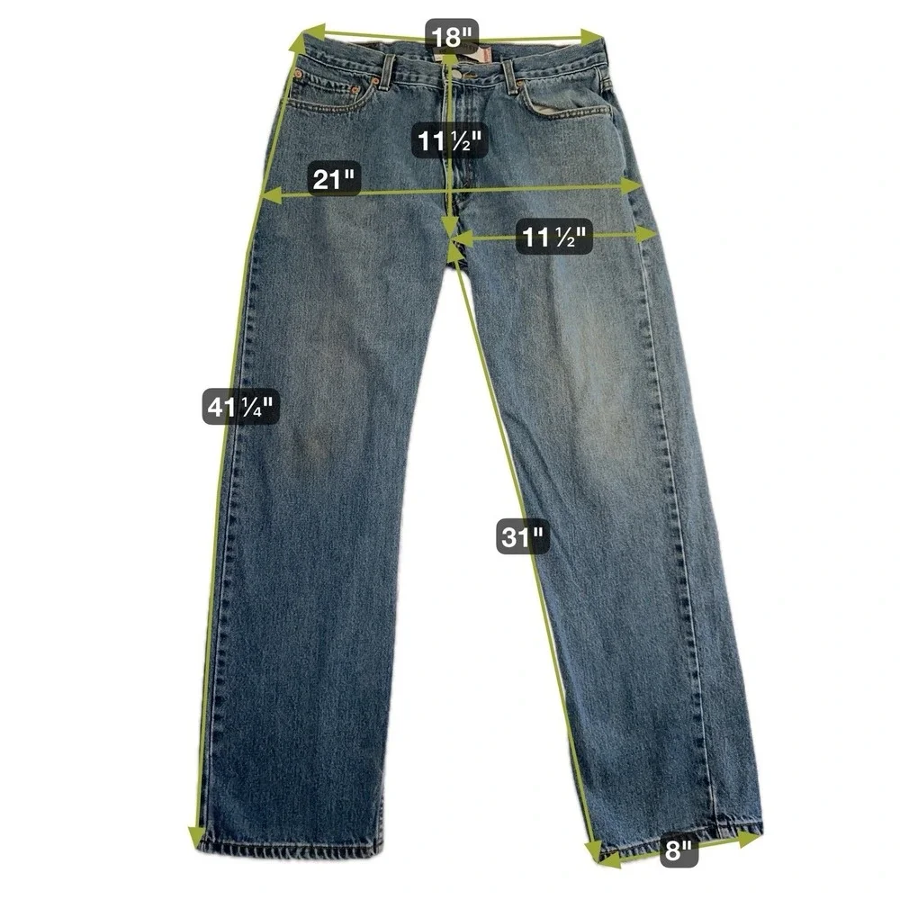 Levi's 505 Men's‎ Jeans W36 L34 Blue Denim Regular Fit Straight Leg Mid Rise Zip